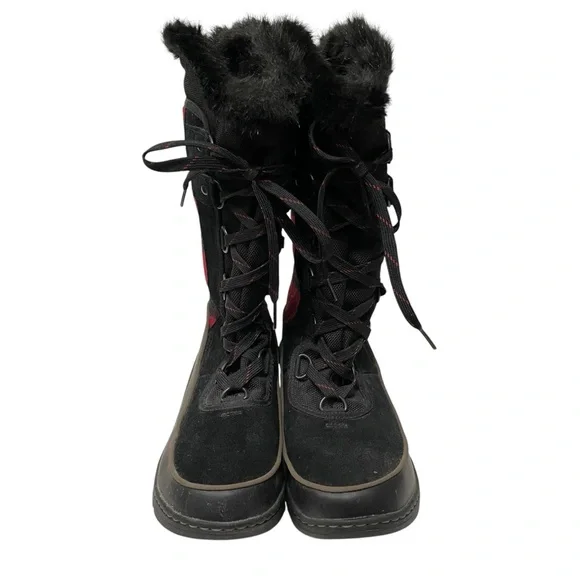 Sorel Tivoli III High Boots Black Red Buffalo Plaid Women’s 7 Fur Lined - Picture 2 of 7